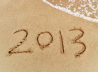 number 2013 on the beach of sunrise