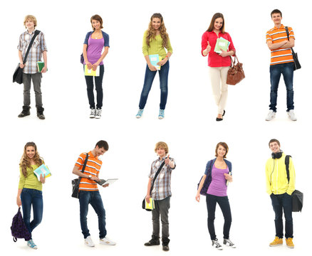 A group of happy teenagers in modern school clothes - Powered by Adobe