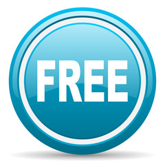 free blue glossy icon on white background