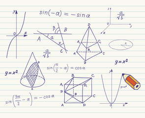 Mathematics sketches on school board