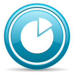 chart blue glossy icon on white background