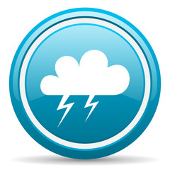 weather forecast blue glossy icon on white background