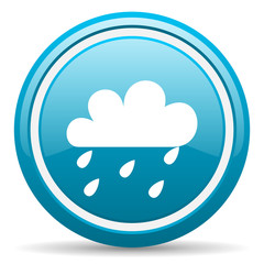 weather forecast blue glossy icon on white background