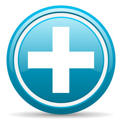 Obraz premium emergency blue glossy icon on white background