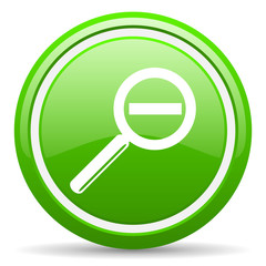 magnification green glossy icon on white background