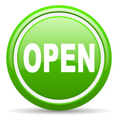open green glossy icon on white background