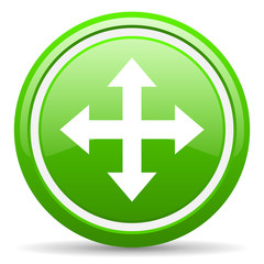 Obraz premium move arrow green glossy icon on white background