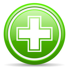 pharmacy green glossy icon on white background