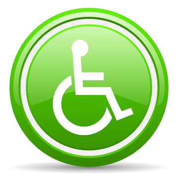 accessibility green glossy icon on white background