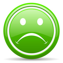 cry green glossy icon on white background