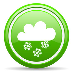 weather forecast green glossy icon on white background