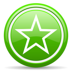 star green glossy icon on white background