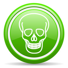skull green glossy icon on white background