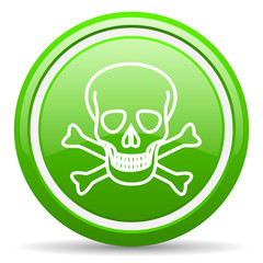 skull green glossy icon on white background