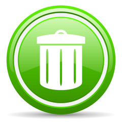recycle green glossy icon on white background