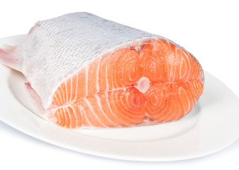 Fresh salmon red fish with lemon and spices