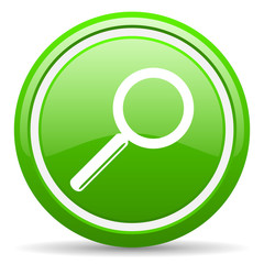 search green glossy icon on white background