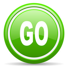 Fototapeta premium go green glossy icon on white background