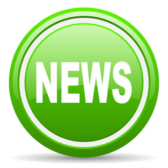 news green glossy icon on white background