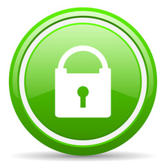 protect green glossy icon on white background