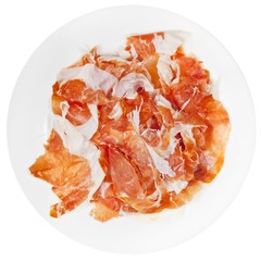 sliced parma ham prosciutto crudo on plate