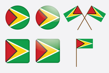 set of badges with flag of Guyana vector illustration