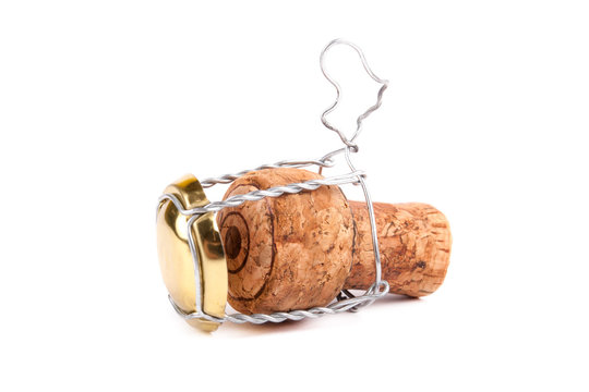 Champagne cork  Isolated on white background