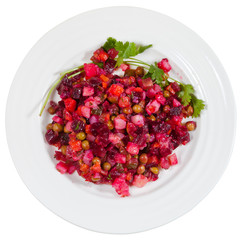 Russian beetroot salad Vinegret on plate