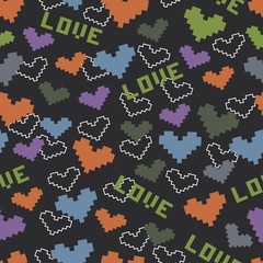 Seamless pattern with colored hearts