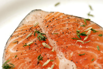 Salmon steak with spices