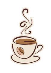 Cup of hot coffee and coffee bean. Vector eps10 illustration