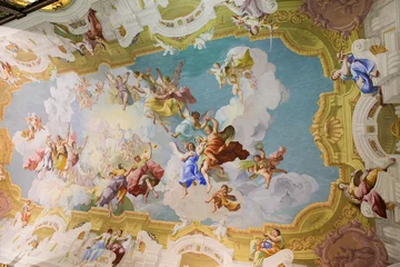 Fotobehang Ceiling fresco in Stift Melk, Austria © jorisvo