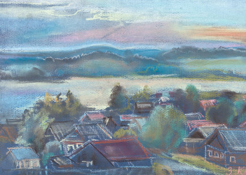 Sunset on the river Utka