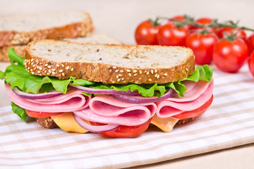 sandwiches  on a wooden board