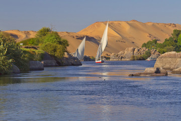 Typical sailing on the Nile. (Aswan, Egypt).