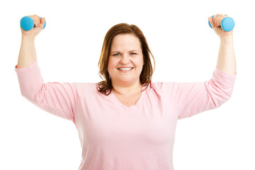 Healthy Plus Size Woman Works Out