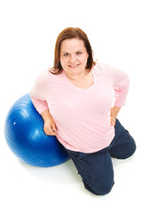 Plus Size Woman with Pilates Ball - Full Body