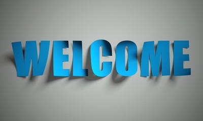 Welcome cut from paper on background
