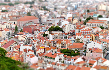 Tilt-shift view of Lisbon. Portugal
