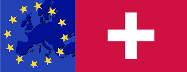 Fototapeta premium Flag of Switzerland and EU