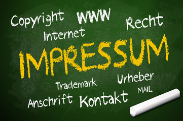 Kreidetafel mit Impressum