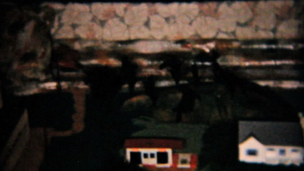 Model Railroad Train Set Under Christmas Tree-1958 Vintage 8mm