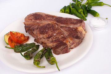 Steak with peppers