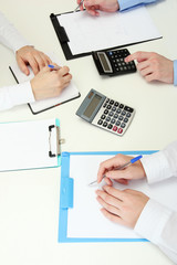 close up of business people hands during teamwork