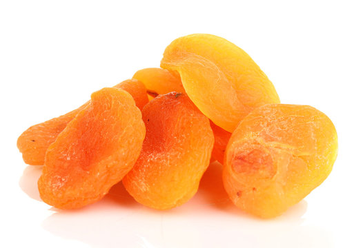 delicious dried apricots isolated on white