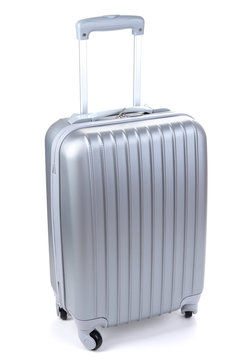 Silver suitcase isolated on white