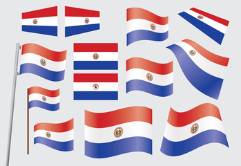 set of flags of Paraguay vector illustration