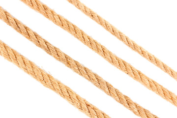 Collection of various ropes isolated on white