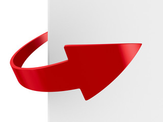 red arrow on white background. Isolated 3D image