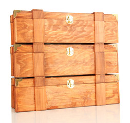 Wooden boxes for wine isolated on white